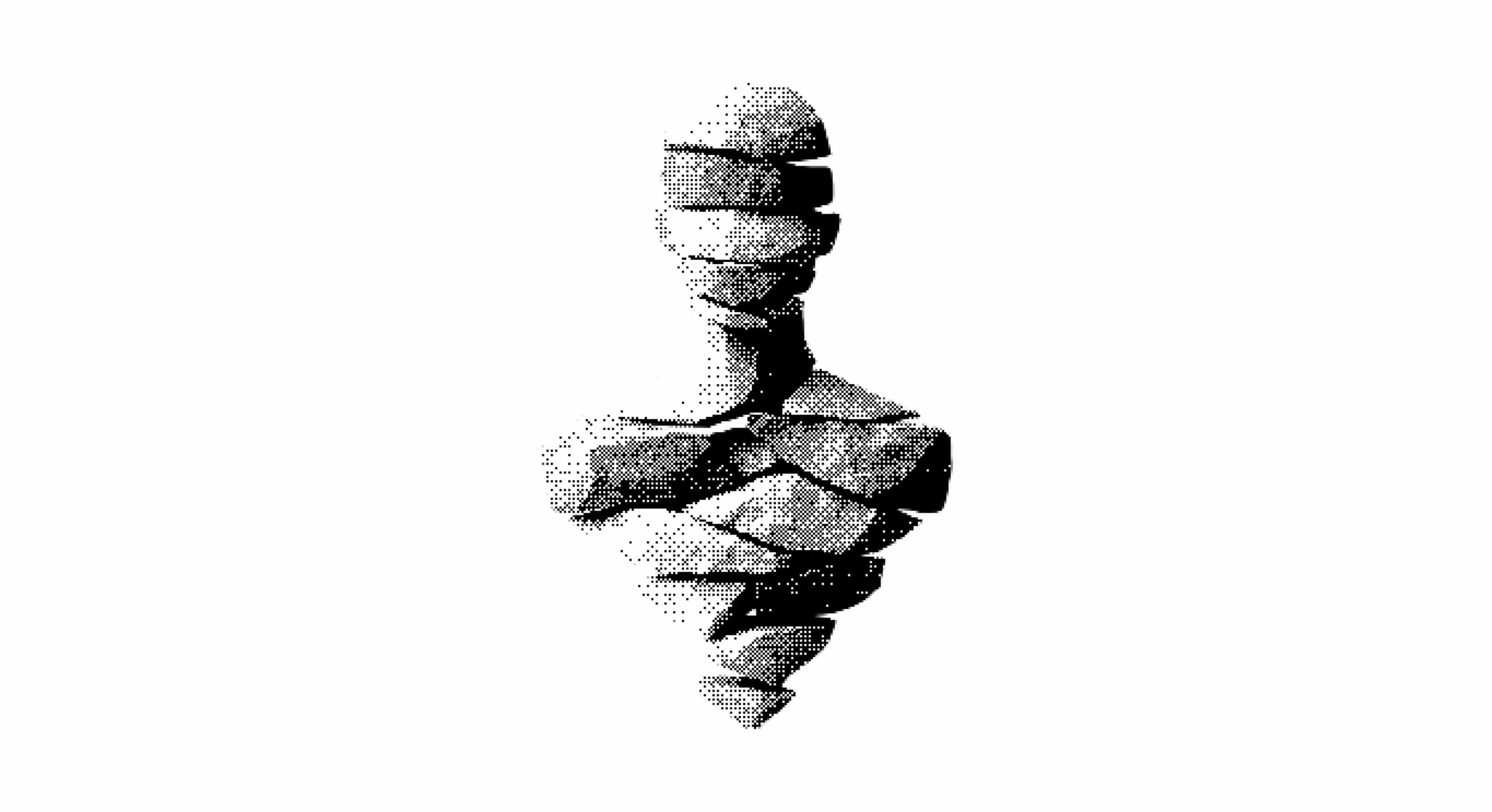 dither of a human bust statue white